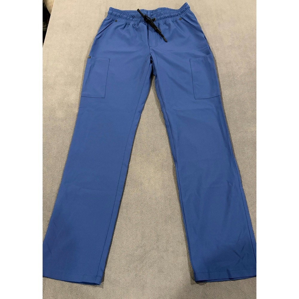 Jaanuu Scrub Pants Mens XS Blue Stretch Cargo Pocket Drawstring Waist Workwear